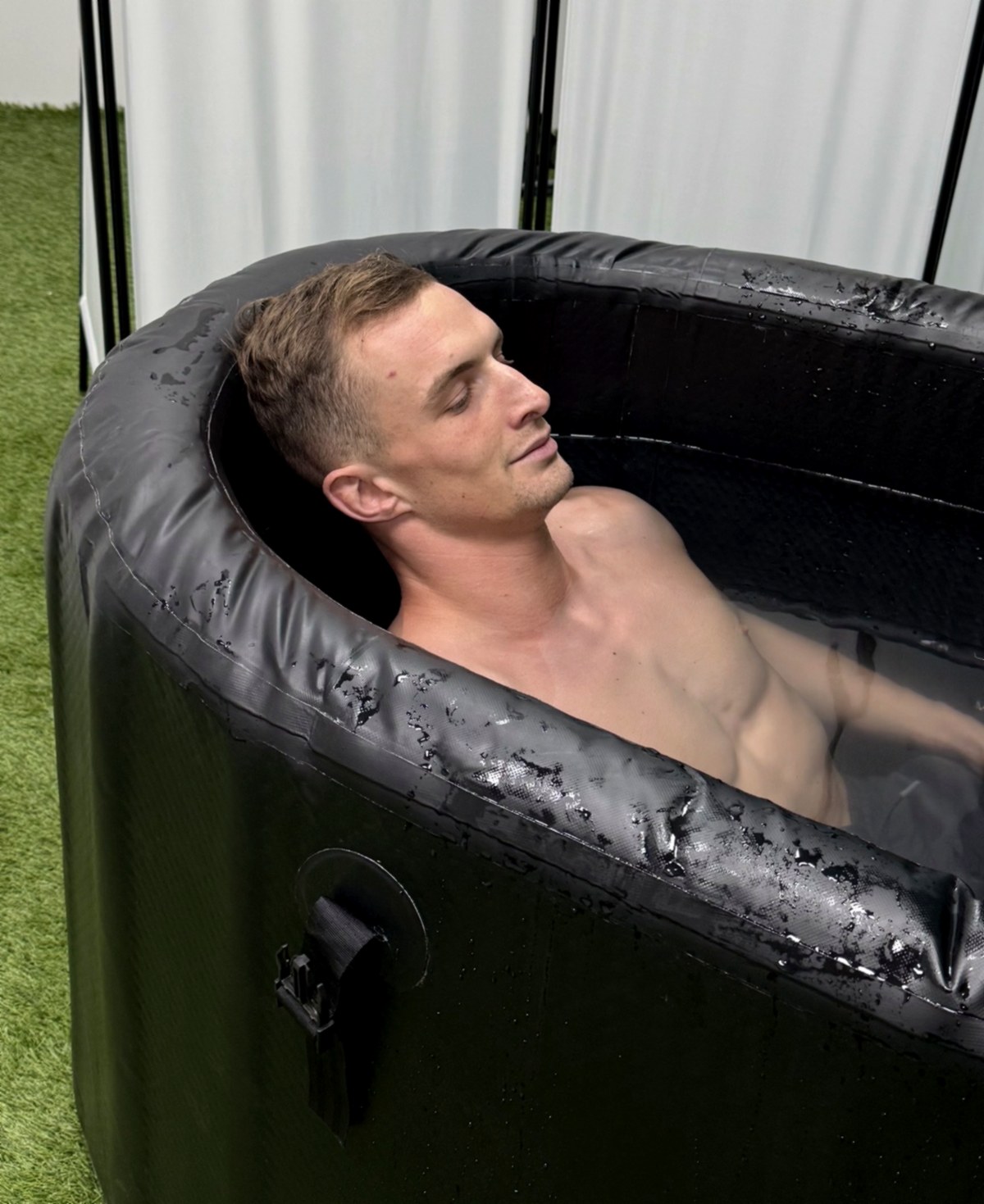 A participant calm and composed after guided cold exposure